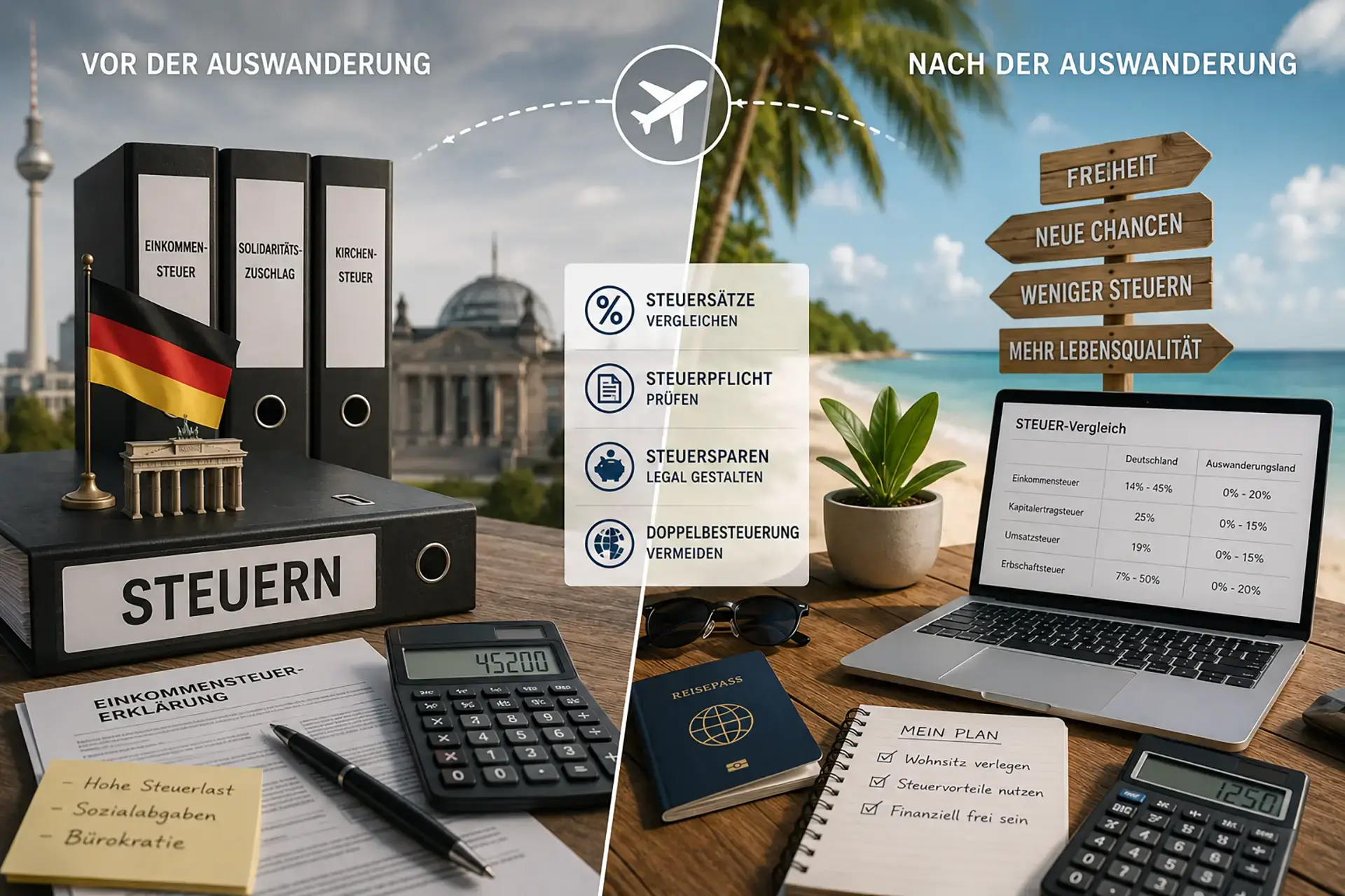 Steuern vor und nach der Auswanderung